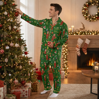 Custom face photo and name mini me matching pajamas men pajamas view 5