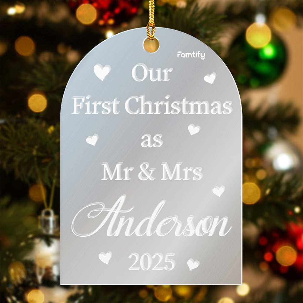 Custom Mirrored Acrylic Arched Rectangle Ornament - Personalized Name Gift