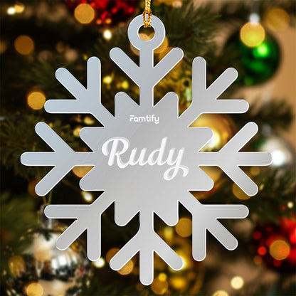 Custom Mirrored Acrylic Snowflake Ornament - Personalized Name Gift