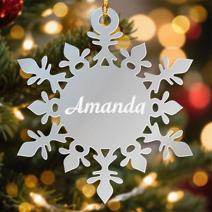 Personalized Mirrored Acrylic Crystal Snowflake Ornament Gift