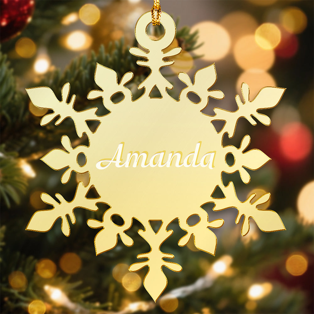 Personalized Mirrored Acrylic Crystal Snowflake Ornament Gift