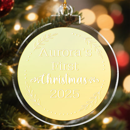 Personalized Acrylic And Mirrored Acrylic Ornament - New Born First Christmas Gift