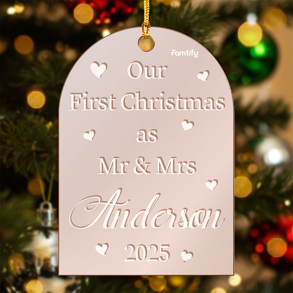 Custom Mirrored Acrylic Arched Rectangle Ornament - Personalized Name Gift