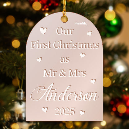 Custom Mirrored Acrylic Arched Rectangle Ornament - Personalized Name Gift