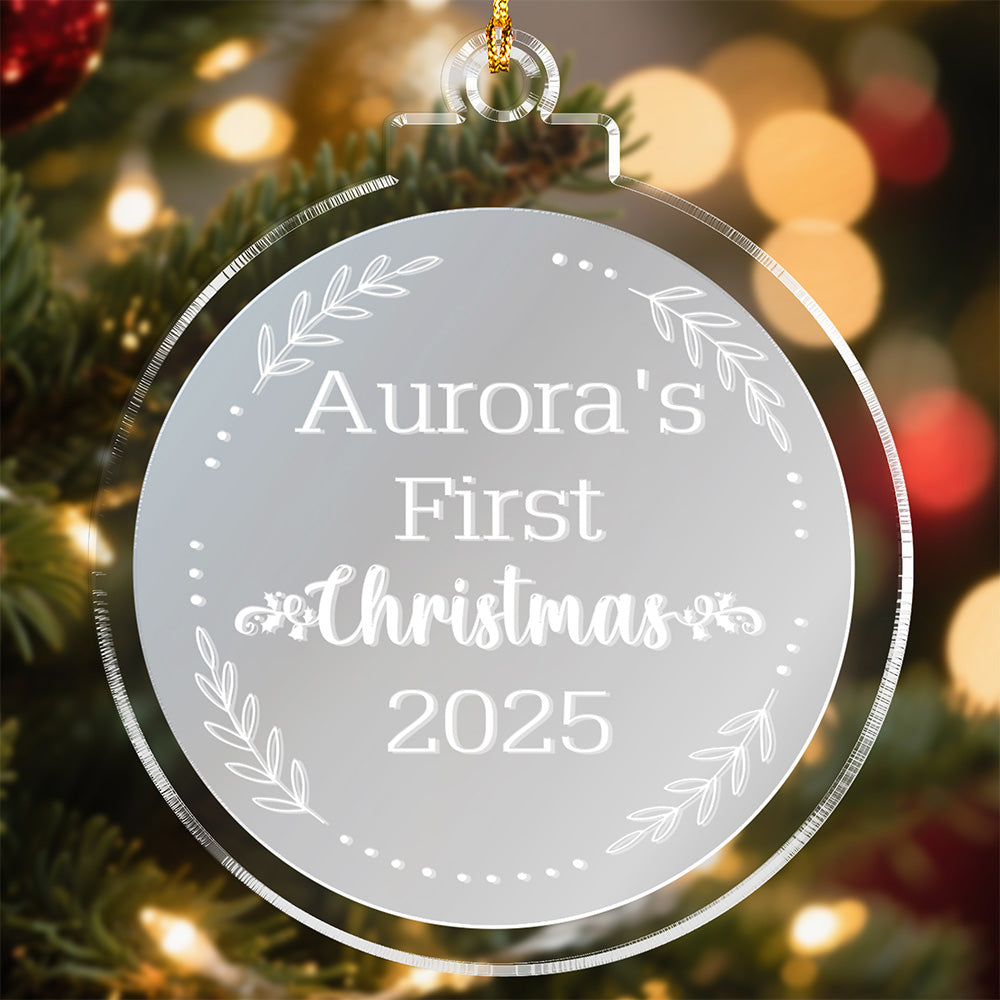 Personalized Acrylic And Mirrored Acrylic Ornament - New Born First Christmas Gift