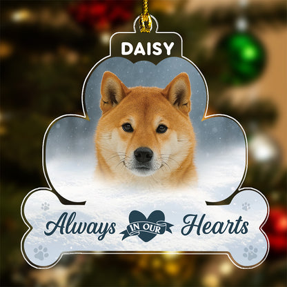 Always In Our Hearts - Custom Photo Pet Memorial Acrylic Ornament