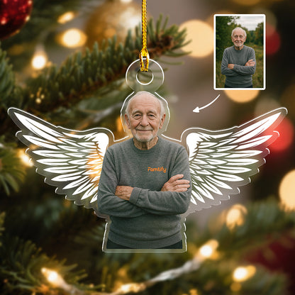 Angel Wings Photo Design – Custom Acrylic Ornament for Memorial Gift