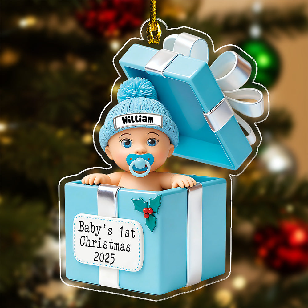 Baby’s First Christmas Gift Box - Personalized 3D Effect Acrylic Ornament