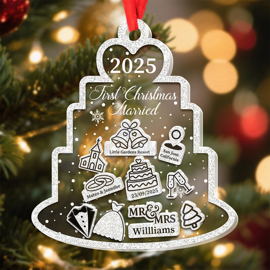 Custom 3-Layer Shaker Ornament – Personalized Anniversary & Wedding Christmas Gift for Husband & Wife, Him & Her