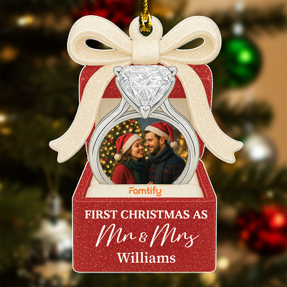 First Christmas as Mr. & Mrs. – Custom Shaped Acrylic Ornament for New Couple Christmas Gift