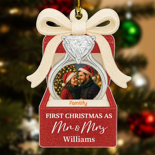 First Christmas as Mr. & Mrs. – Custom Shaped Acrylic Ornament for New Couple Christmas Gift
