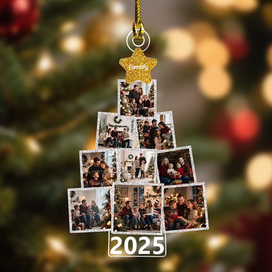 Family Christmas Tree Photo Ornament – Custom Family Picture Keepsake Gift