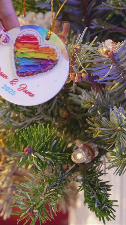 Personalized Rainbow Christmas Ceramic Acrylic Ornament