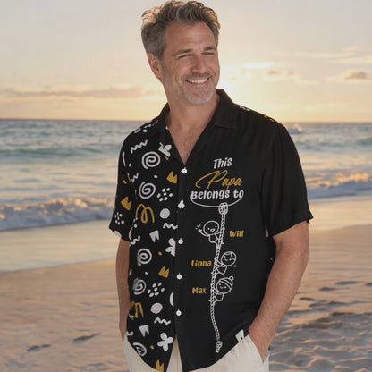 Personalized Hawaiian Shirt – “This Papa Belongs To” Custom Family Gift