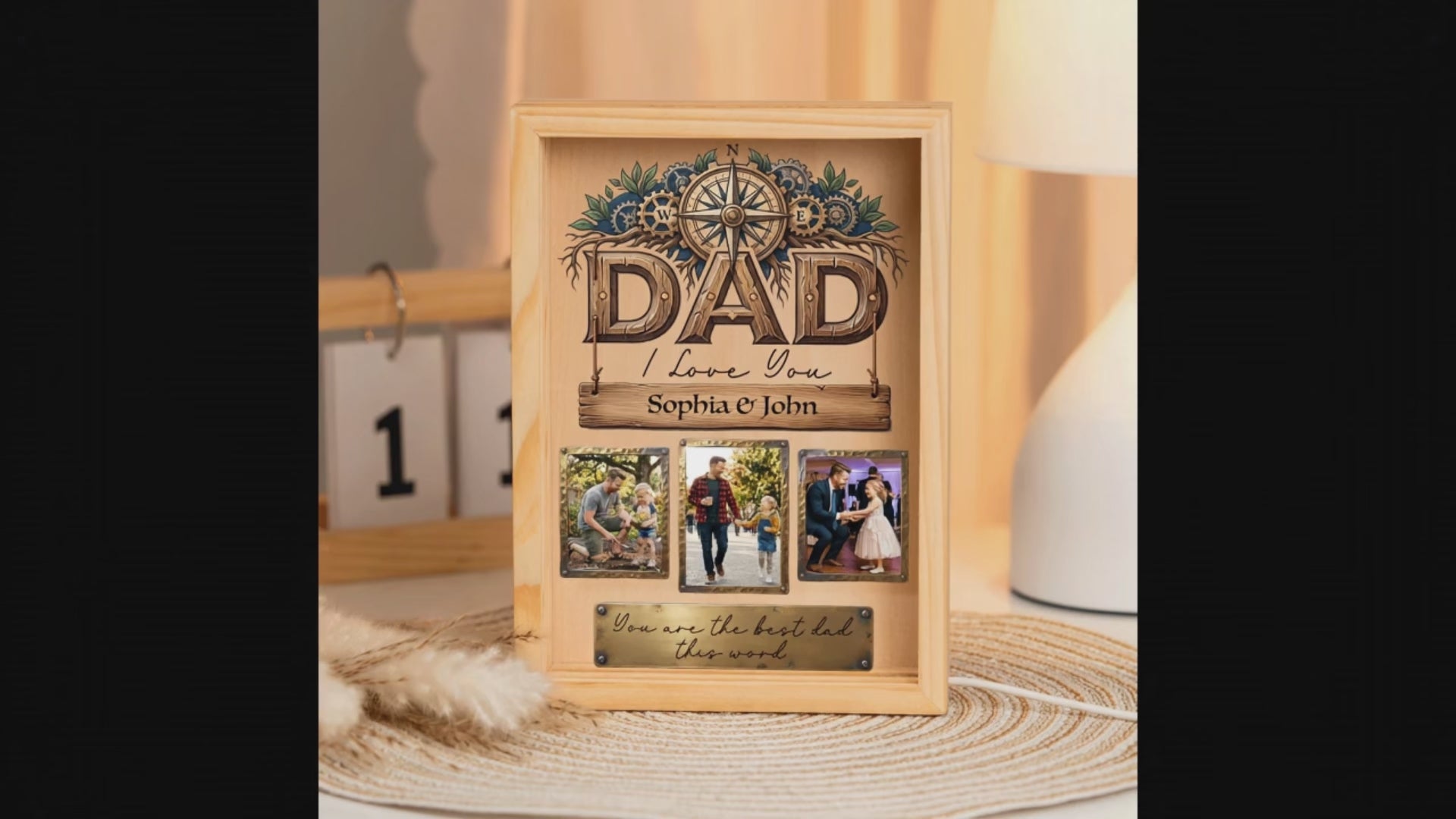 Personalized Dad Photo Frame Light Box – Custom Photo Father’s Day Gift, Dad I Love You LED Lamp