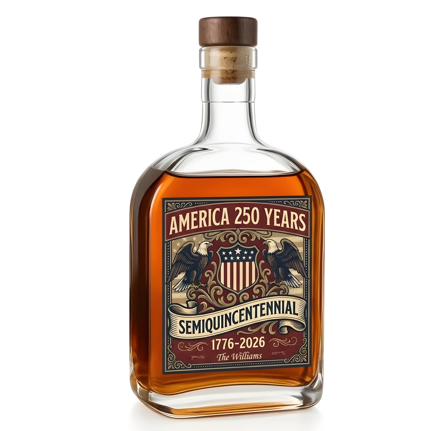 Celebrate Our America 250th Anniversary United States Semiquincentennial Whiskey Bottle
