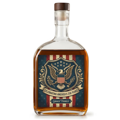 Happy 250th Birthday America Flag Whiskey Bottle