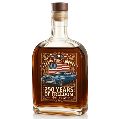 Custom Car Photo I Ride for America 250 Whiskey Bottle