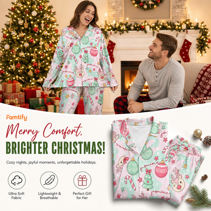 Custom face photo and name pastel ornament candy cane women pajamas view 3