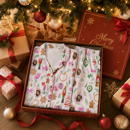 Custom face photo nutcracker bow gift women pajamas view 4