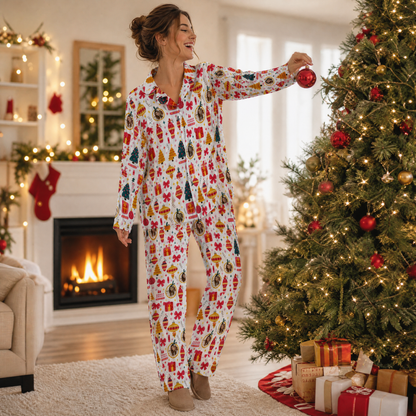 Custom face photo ornament bow gift women pajamas view 5