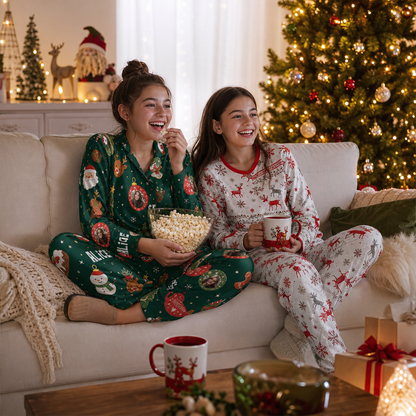 Custom face photo and name cocoa reindeer gingerbread women pajamas view 8