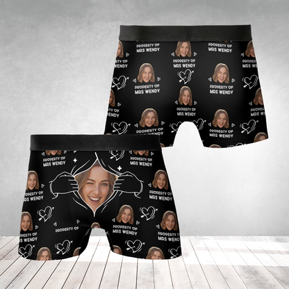 Property Of… Hands Off – Funny Love Gift for Husband or Boyfriend – Personalized Photo Men’s Boxer Briefs