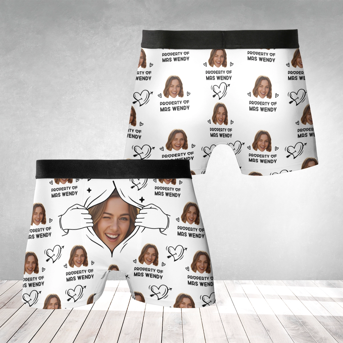 Property Of… Hands Off – Funny Love Gift for Husband or Boyfriend – Personalized Photo Men’s Boxer Briefs