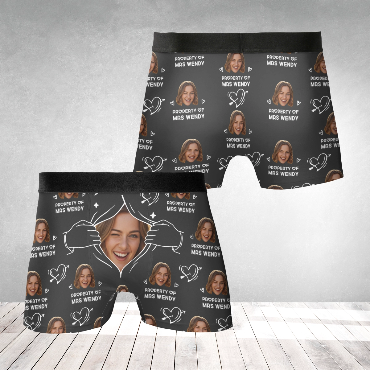 Property Of… Hands Off – Funny Love Gift for Husband or Boyfriend – Personalized Photo Men’s Boxer Briefs