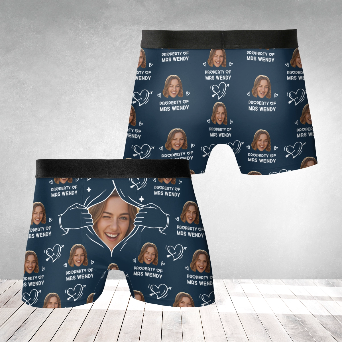 Property Of… Hands Off – Funny Love Gift for Husband or Boyfriend – Personalized Photo Men’s Boxer Briefs