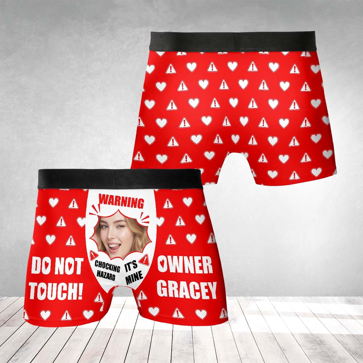 Choking Hazard – Cheeky Funny Gift for Husband or Boyfriend – Personalized Photo Men’s Boxer Briefs