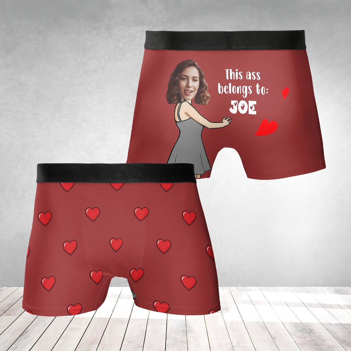 This Belongs To Me – Cute Possessive Gift for Husband or Boyfriend – Personalized Photo Men’s Boxer Briefs