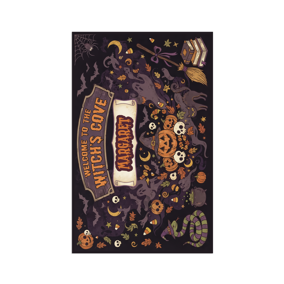 Personalized Halloween Welcome To The Witch's Cove Rug full design view