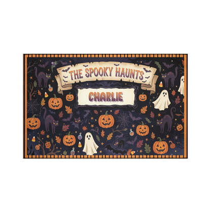 Personalized Halloween The Spooky Haunts Jack O Lantern Ghost Rug full design view