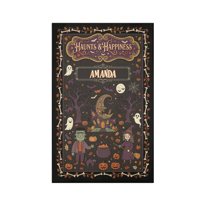 Personalized Halloween Haunts And Happiness Friendly Monsters Rug full design view
