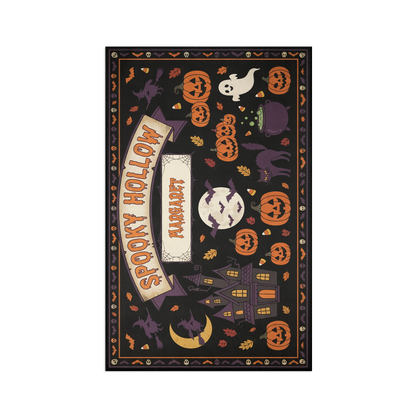 Personalized Halloween Spooky Hollow Full Moon Haunted House Rug full design view