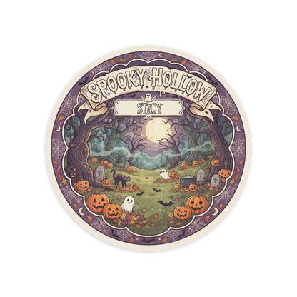 Personalized Halloween Spooky Hollow Full Moon Pumpkin Field Round Rug full design view
