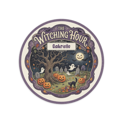 Personalized Halloween The Witching Hour Spooky Tree Round Rug full design view