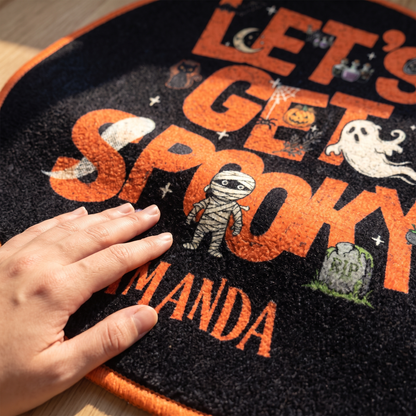 Personalized Halloween Let's Get Spooky Mummy Ghost Round Rug, view 4