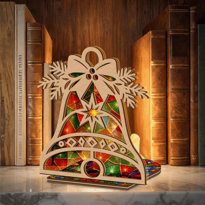 Christmas bell suncatcher candle holder side view