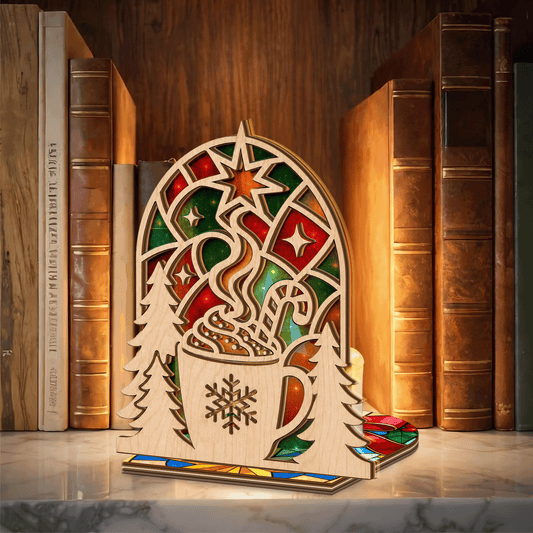 Christmas hot cocoa suncatcher candle holder side view