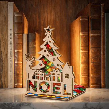 Christmas NOEL suncatcher candle holder side view