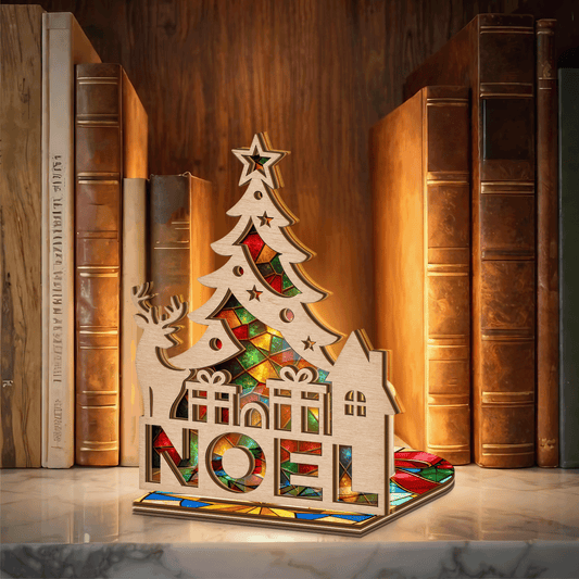 Christmas NOEL suncatcher candle holder side view
