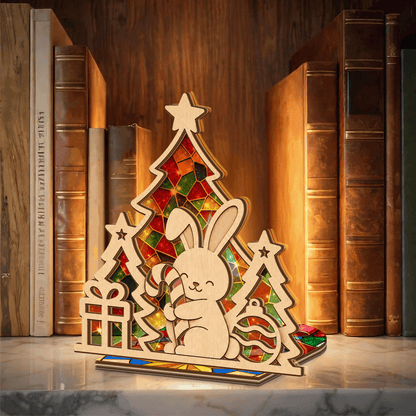 Christmas bunny suncatcher candle holder side view