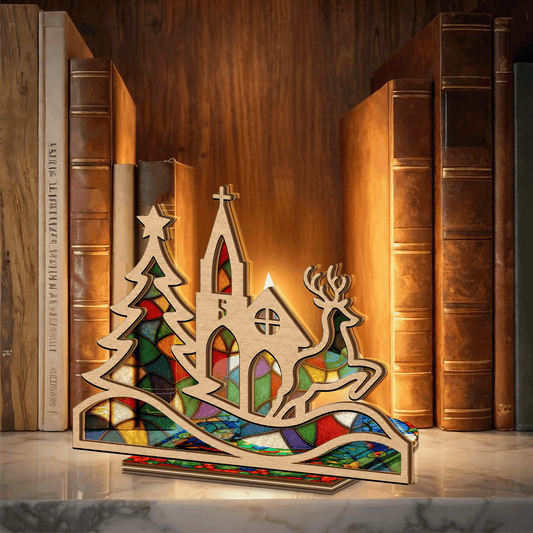 Personalized church initial suncatcher candle holder side view
