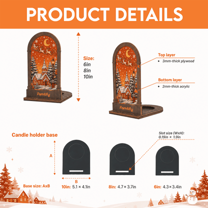 Suncatcher candle holder size guide and product details