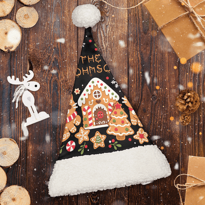 Personalized Family Name Gingerbread House Christmas hat, view 2