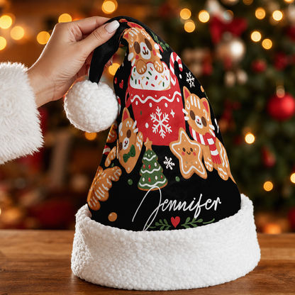 Personalized Cocoa and Gingerbread Cookies Christmas hat, view 8