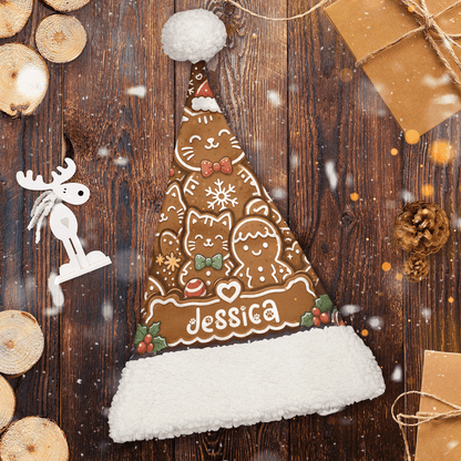 Personalized Gingerbread Cat Cookies Christmas hat, view 2