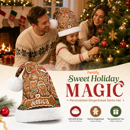 Personalized Gingerbread Cat Cookies Christmas hat, view 8